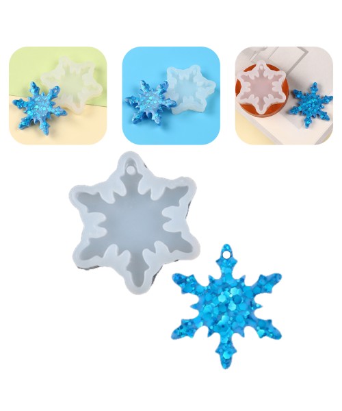 Epoksi Kar Tanesi Kalıbı Anahtarlık Kar Tanesi Kalıbı Silikon 5x5cm