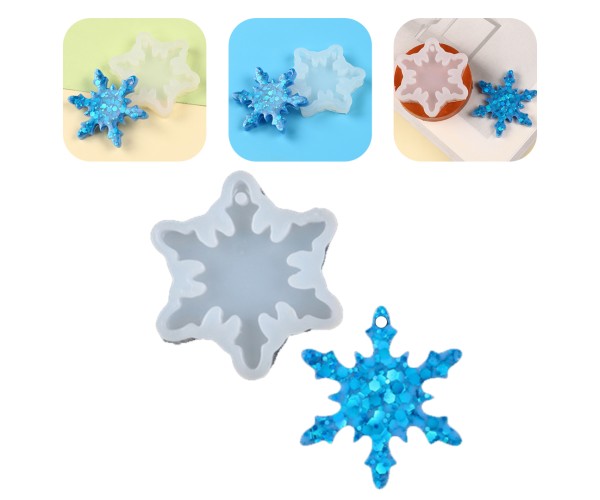 Epoksi Kar Tanesi Kalıbı Anahtarlık Kar Tanesi Kalıbı Silikon 5x5cm