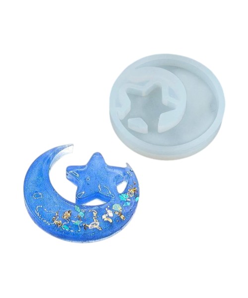 Epoksi Ayyıldız Kolye Kalıbı Ayyıldız Küpe Kalıbı Silikon 4x3.7cm