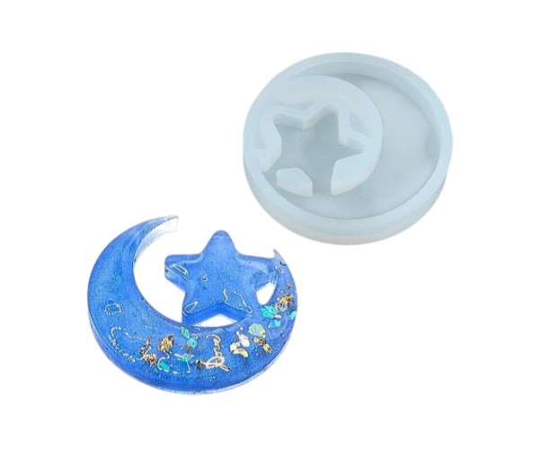Epoksi Ayyıldız Kolye Kalıbı Ayyıldız Küpe Kalıbı Silikon 4x3.7cm