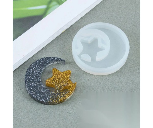 Epoksi Ayyıldız Kolye Kalıbı Ayyıldız Küpe Kalıbı Silikon 4x3.7cm