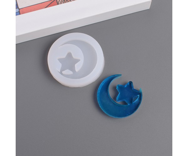 Epoksi Ayyıldız Kolye Kalıbı Ayyıldız Küpe Kalıbı Silikon 4x3.7cm