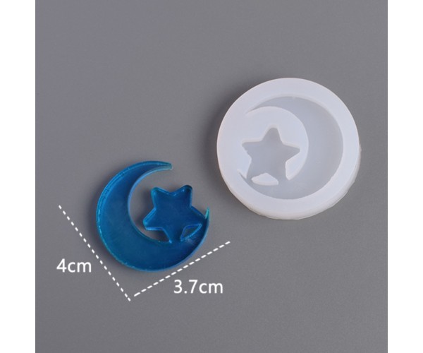 Epoksi Ayyıldız Kolye Kalıbı Ayyıldız Küpe Kalıbı Silikon 4x3.7cm