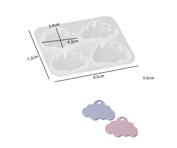 Epoksi Bulut Kalıbı Bulut Anahtarlık Kalıbı Silikon 4.3x3.4cm