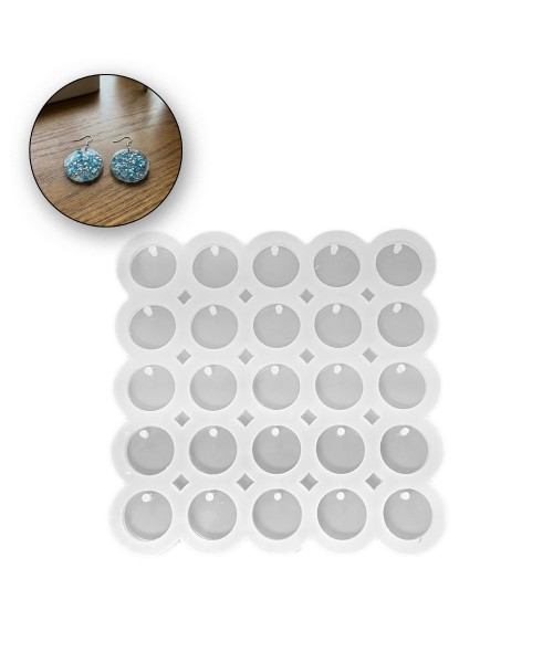 Epoksi Yuvarlak Anahtarlık Kalıbı Yuvarlak Kolye Kalıbı Daire Küpe Kalıbı Silikon 2x2cm