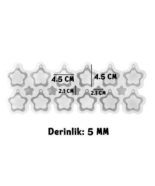 Epoksi Çoklu Yıldız Anahtarlık Kalıbı İçi Boş Yıldız Anahtarlık Kalıbı Silikon 4.5cm