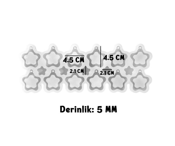 Epoksi Çoklu Yıldız Anahtarlık Kalıbı İçi Boş Yıldız Anahtarlık Kalıbı Silikon 4.5cm