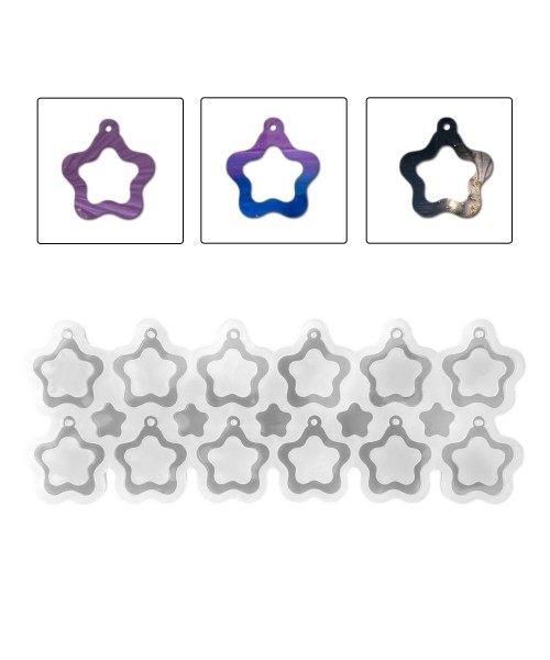 Epoksi Çoklu Yıldız Anahtarlık Kalıbı İçi Boş Yıldız Anahtarlık Kalıbı Silikon 4.5cm