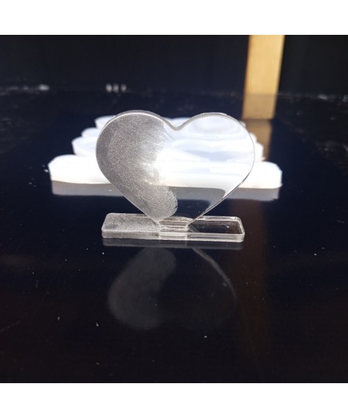 Epoksi Çoklu Kalp Magnet Kalıbı Ayaklı Kalp Masa Süsü Kalıbı Silikon 7.5x6cm