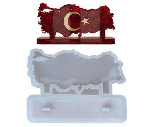 Epoksi Türkiye Haritası Masa Süsü Türkiye İsimlik Kalıbı Silikon 28x13cm