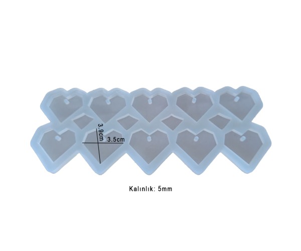 Epoksi Kalp Anahtarlık Kristal Kesim Kalp Kolye Kalıbı Silikon 3.9x3.5cm Epoksi Kalp Anahtarlık Kristal Kesim Kalp Kolye Kalıbı Silikon 3.9x3.5cm
