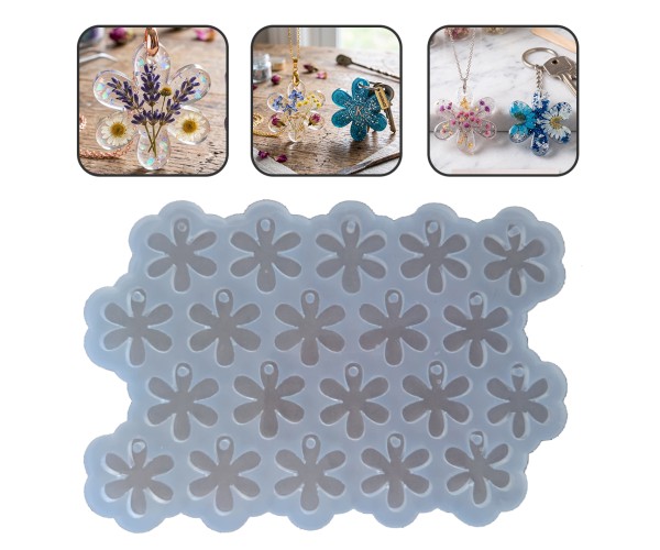 Epoksi Papatya Anahtarlık Kalıbı Papatya Kolye Kalıbı Silikon 3.5x3cm Epoksi Papatya Anahtarlık Kalıbı Papatya Kolye Kalıbı Silikon 3.5x3cm
