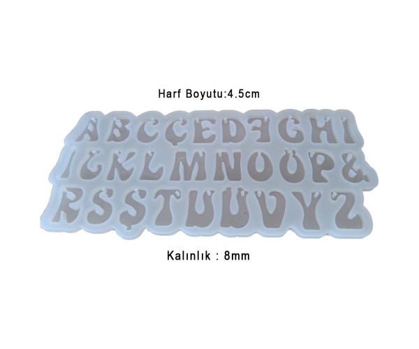 Epoksi Harf Kalıbı Delikli Anahtarlık Harf Kalıbı Alfabe Kalıbı Silikon 4.5cm