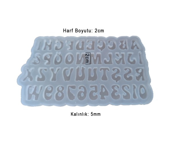 Epoksi Harf Kalıbı Orta Boy Harf Kalıbı Alfabe Kalıbı Silikon 2cm