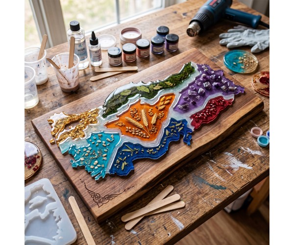 Epoksi Türkiye Haritası Kalıbı 7 Bölge Yapboz Kalıbı Silikon 29x14cm