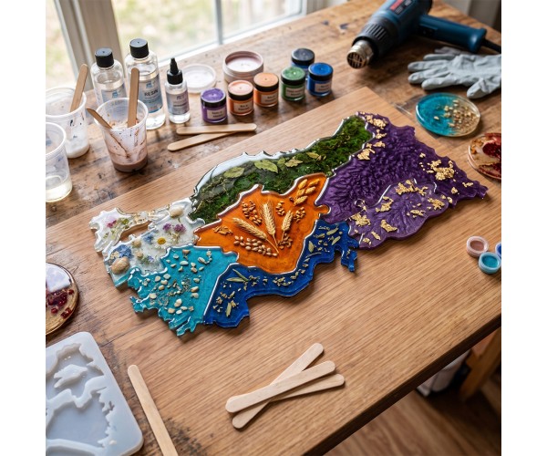 Epoksi Türkiye Haritası Kalıbı 7 Bölge Yapboz Kalıbı Silikon 29x14cm
