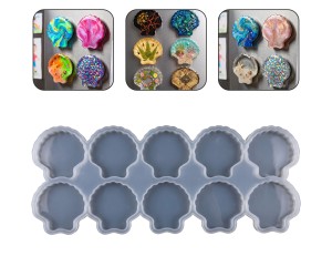 Epoksi Çoklu İstiridye Deniz Kabuğu Magnet Kalıbı Silikon 8.5x7.8cm