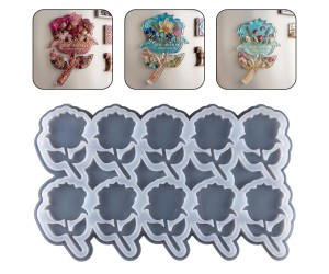 Epoksi Çoklu Gül Magnet Kalıbı Silikon Taş Tozu Kalıbı 10x7.5cm