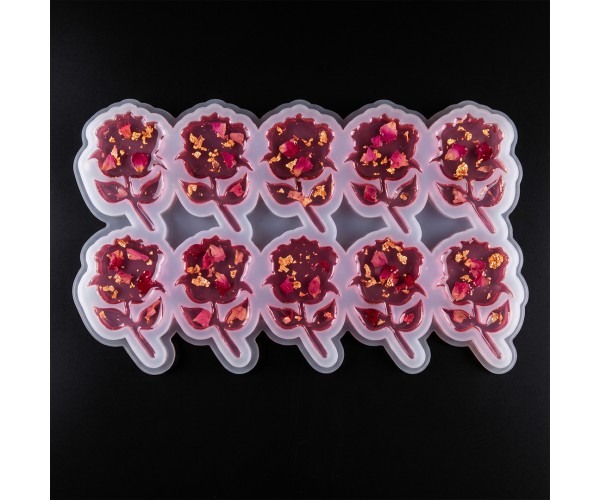 Epoksi Çoklu Gül Magnet Kalıbı Silikon Taş Tozu Kalıbı 10x7.5cm