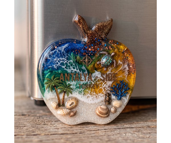 Epoksi Çoklu Elma Magnet Kalıbı Taş Tozu Elma Kalıbı Silikon 8.7x8.1cm