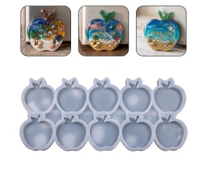 Epoksi Çoklu Elma Magnet Kalıbı Taş Tozu Elma Kalıbı Silikon 8.7x8.1cm