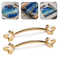 Epoksi Tepsi Yaprak Kulp Modern Kulp - Gold Epoksi Tepsi Yaprak Kulp Modern Kulp - Gold