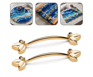Epoksi Tepsi Yaprak Kulp Modern Kulp - Gold