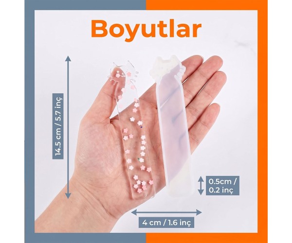 Epoksi Kitap Ayracı Kedi Modeli Kalıbı Silikon 14.5x2.5cm Epoksi Kitap Ayracı Kedi Modeli Kalıbı Silikon 14.5x2.5cm