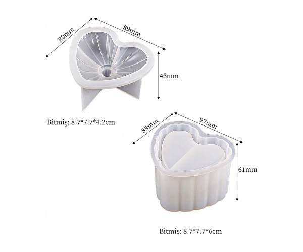 Epoksi Kalp Takı Kutusu Kalp Mücevher Takı Kutusu Kalıbı Silikon 8.7x7.7x6cm Epoksi Kalp Takı Kutusu Kalp Mücevher Takı Kutusu Kalıbı Silikon 8.7x7.7x6cm