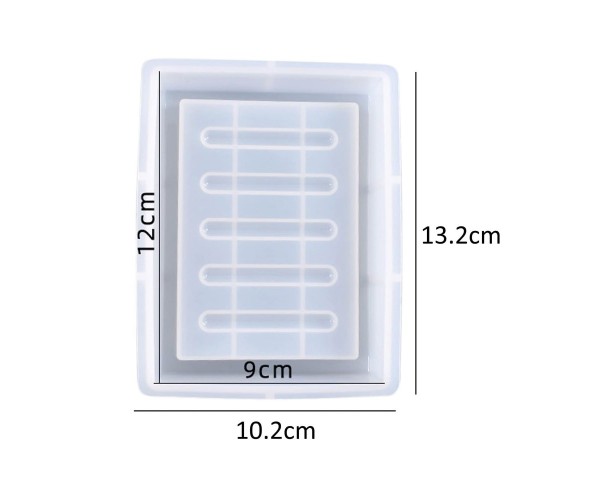 Epoksi Sabunluk Kalıbı Oluklu Dikdörtgen Sabunluk Kalıbı Taş Tozu Silikon 12x9cm