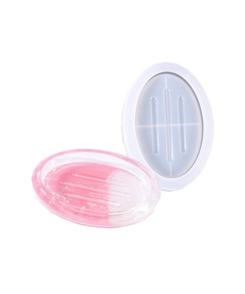 Epoksi Sabunluk Kalıbı Oval Oluklu Sabunluk Kalıbı Taş Tozu Kalıbı 11.6x7.4x2.6cm