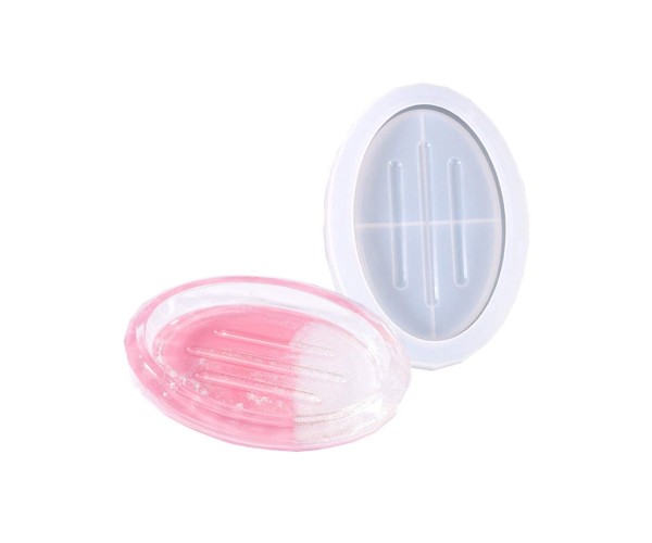 Epoksi Sabunluk Kalıbı Oval Oluklu Sabunluk Kalıbı Taş Tozu Kalıbı 11.6x7.4x2.6cm