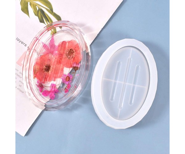 Epoksi Sabunluk Kalıbı Oval Oluklu Sabunluk Kalıbı Taş Tozu Kalıbı 11.6x7.4x2.6cm