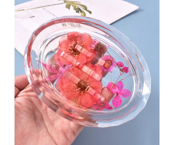 Epoksi Sabunluk Kalıbı Oval Oluklu Sabunluk Kalıbı Taş Tozu Kalıbı 11.6x7.4x2.6cm