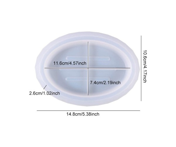Epoksi Sabunluk Kalıbı Oval Oluklu Sabunluk Kalıbı Taş Tozu Kalıbı 11.6x7.4x2.6cm