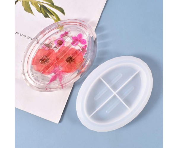Epoksi Sabunluk Kalıbı Oval Oluklu Sabunluk Kalıbı Taş Tozu Kalıbı 11.6x7.4x2.6cm