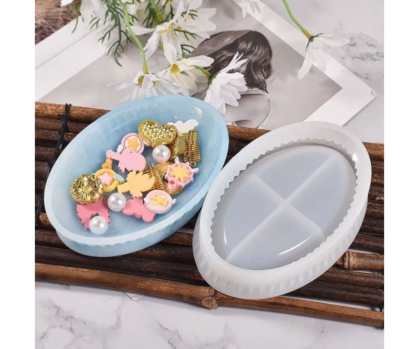 Epoksi Sabunluk Kalıbı Oval Sabunluk Kalıbı Taş Tozu Kalıbı 15.6x10.4x3.3cm