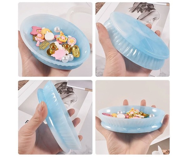 Epoksi Sabunluk Kalıbı Oval Sabunluk Kalıbı Taş Tozu Kalıbı 15.6x10.4x3.3cm