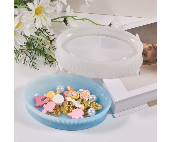 Epoksi Sabunluk Kalıbı Oval Sabunluk Kalıbı Taş Tozu Kalıbı 15.6x10.4x3.3cm
