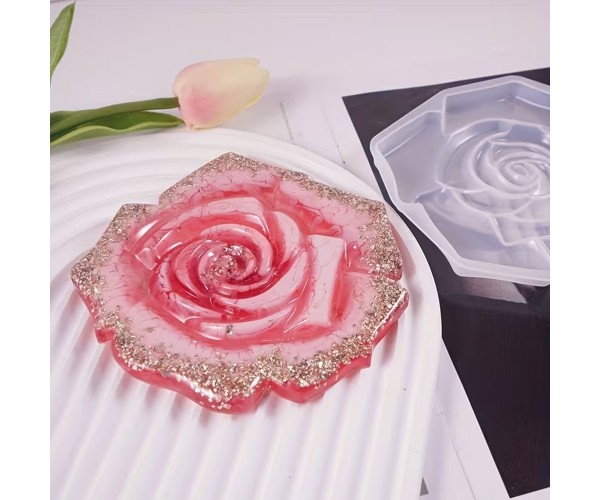 Epoksi Bardak Altı Kabartmalı Gül Desenli Bardak Altlığı Taş Tozu Kalıbı 13.5x13.1x1.2cm Epoksi Bardak Altı Kabartmalı Gül Desenli Bardak Altlığı Taş Tozu Kalıbı 13.5x13.1x1.2cm