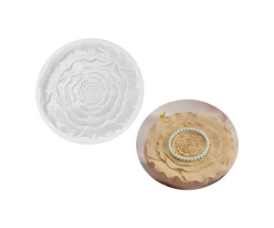 Epoksi Bardak Altı Kabartmalı Gül Desenli Bardak Altlığı Taş Tozu Kalıbı 12.8x12.5x1.3cm