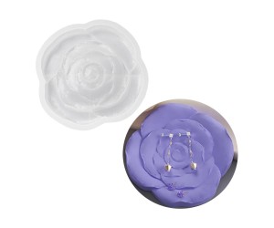 Epoksi Bardak Altı Kabartmalı Gül Desenli Bardak Altlığı Taş Tozu Kalıbı 12.3x12.2x1.7cm