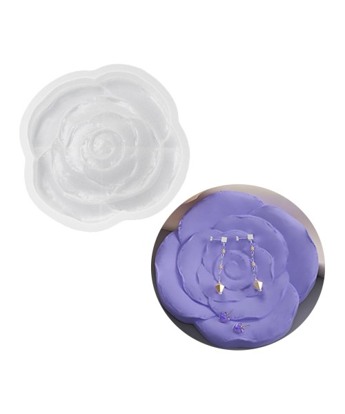 Epoksi Bardak Altı Kabartmalı Gül Desenli Bardak Altlığı Taş Tozu Kalıbı 12.3x12.2x1.7cm