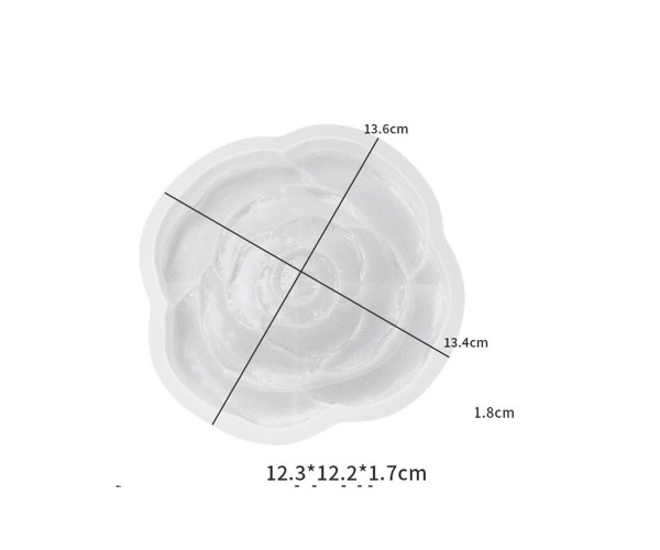 Epoksi Bardak Altı Kabartmalı Gül Desenli Bardak Altlığı Taş Tozu Kalıbı 12.3x12.2x1.7cm