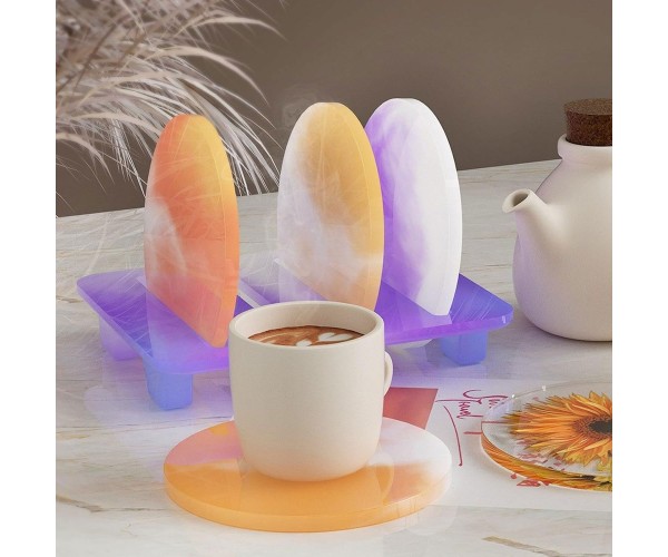 Epoksi Bardak Altı Yuvarlak Bardak Altlığı Standı Kalıbı Seti – 5 Parça