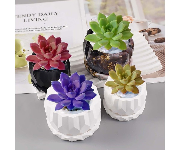Epoksi Saksı Kalıbı Saksı Altlık Kristal Kesim Taş Tozu Kalıbı Silikon 7.9x5.5x5.1cm