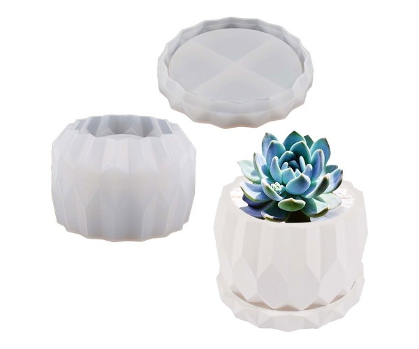 Epoksi Saksı Kalıbı Saksı Altlık Kristal Kesim Taş Tozu Kalıbı Silikon 7.9x5.5x5.1cm