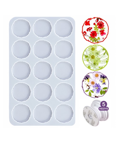 Epoksi Telefon Tutucu Magnet Kalıbı Kalıbı Silikon 5x5cm - Pop Socket Aparatı Hediyeli