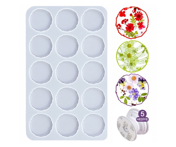 Epoksi Telefon Tutucu Magnet Kalıbı Kalıbı Silikon 5x5cm - Pop Socket Aparatı Hediyeli