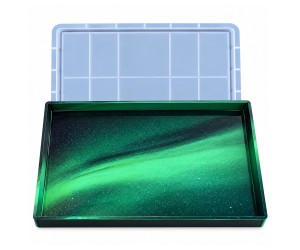 Epoksi Dikdörtgen Tepsi Kalıbı Kokulu Taş Tozu Tepsi Dikdörtgen Kanallı Kalıbı 29.7x19.7cm